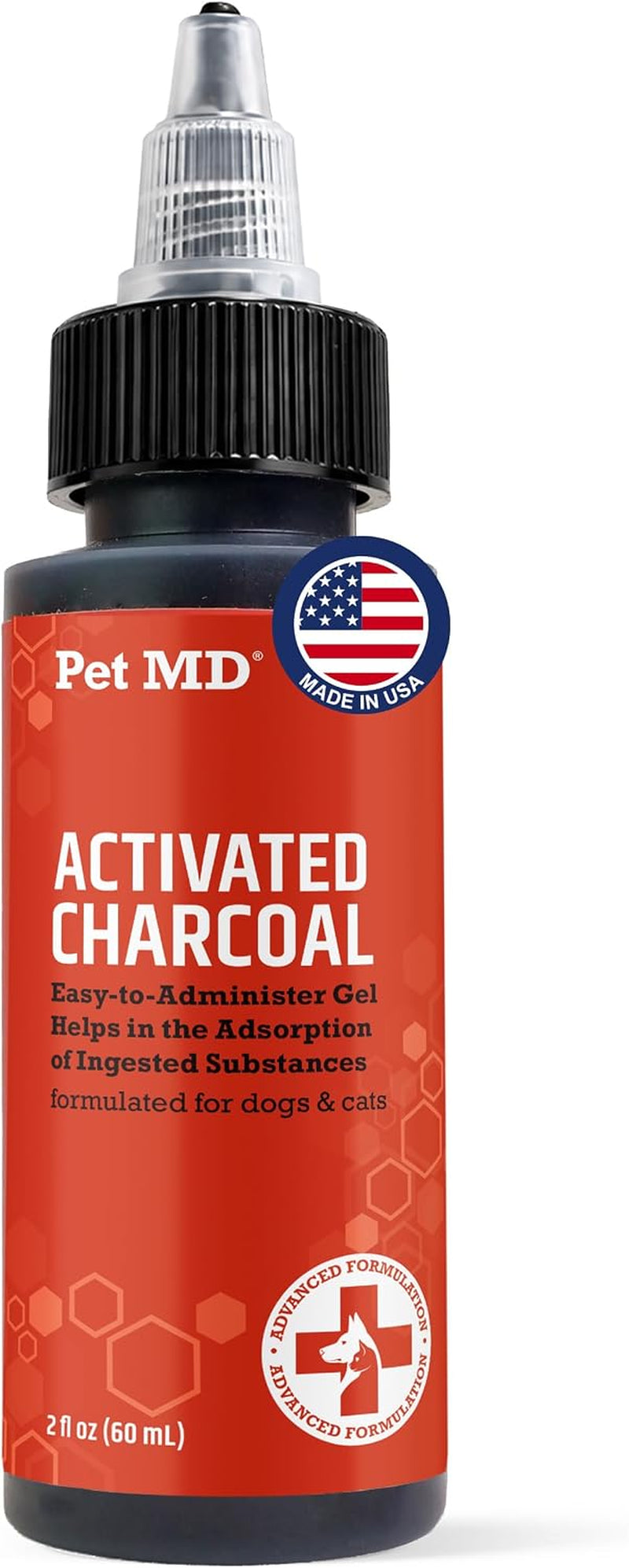 Pet MD Activated Charcoal for Dogs & Cats - First Aid for Ingestion - 60Ml