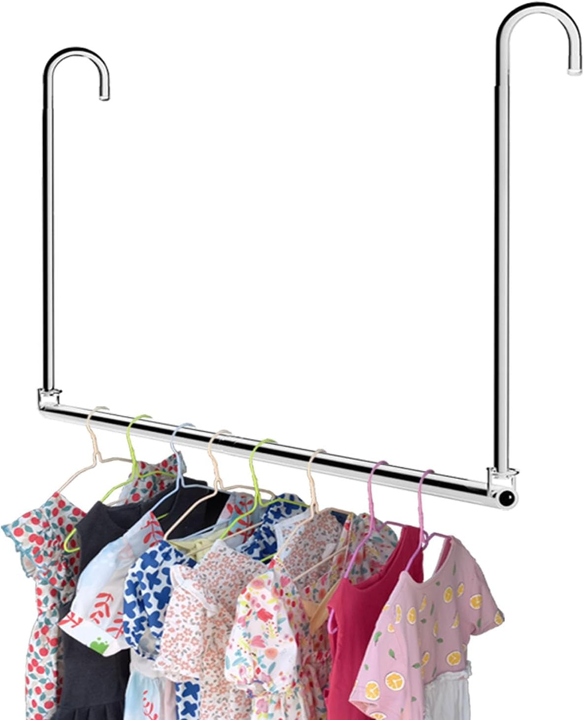 Closet Hanging Rod, Adjustable Width and Height Chrome