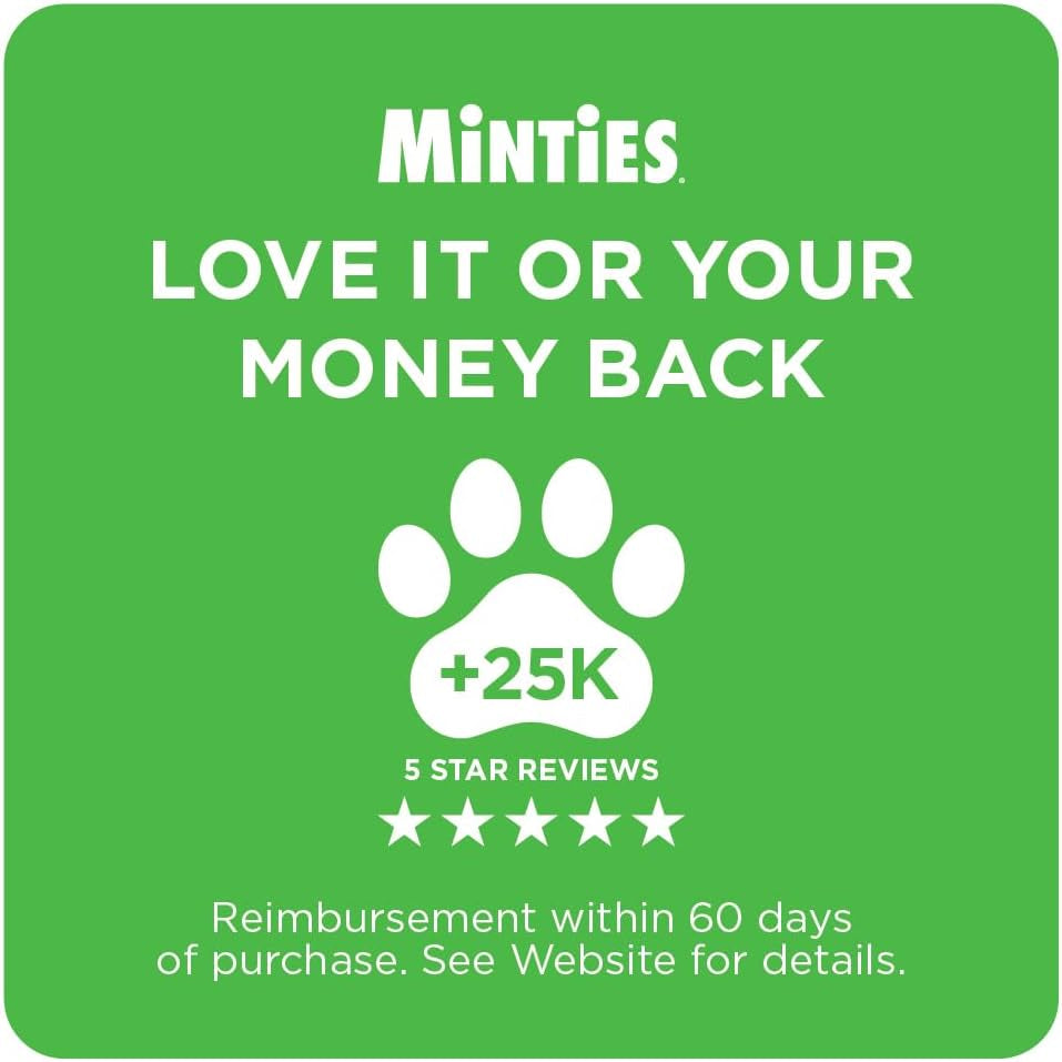 Minties Dental Chews for Dogs, 40 Count, Vet-Recommended Mint-Flavored Dental Dog Treats for Medium Dogs, Bones Clean Teeth, Fight Bad Breath, and Removes Plaque and Tartar