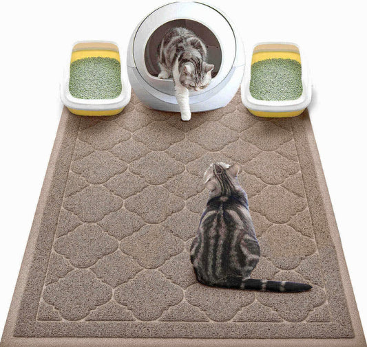 Wepet Cat Litter Box Mat, Kitty Premium PVC Pad, Durable Trapping Rug, Phthalate Free, Urine-Resistant, Scatter Control, XXL 47 X 36 Inch, Champagne