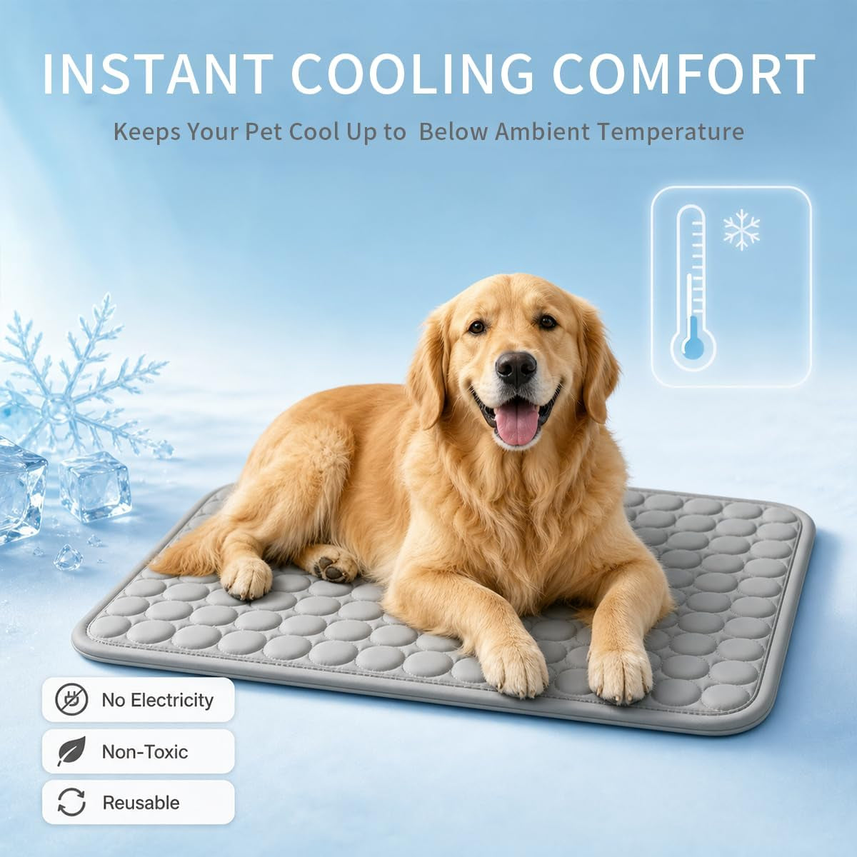 Pawlab Cooling Mat for Dogs, Reusable Pet Cooling Pad, Gray,X-Large