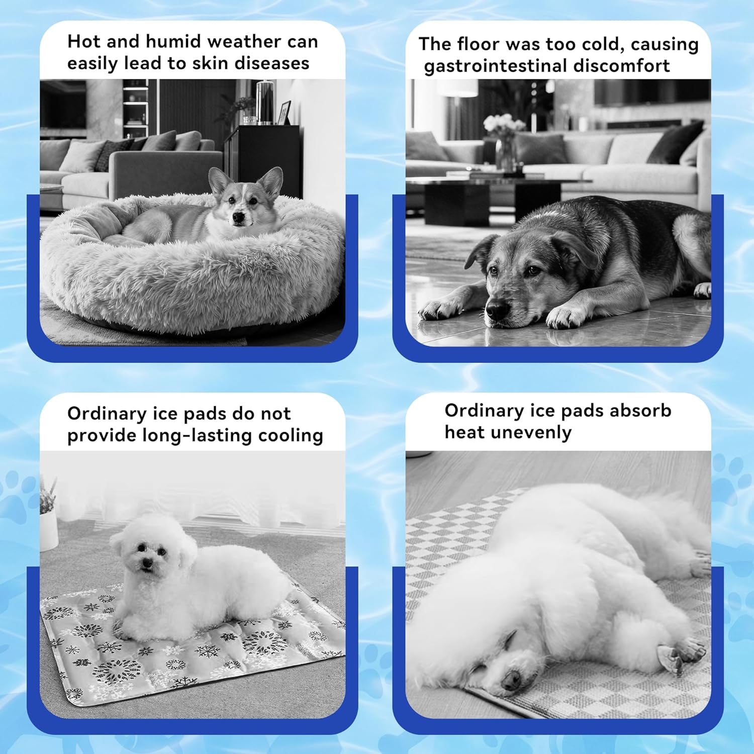 Pet Cooling Gel Pad with Patent Technology, 20In Dog Cooling Mat for Summer, Self-Cooling Mat for Medium/Small Dogs, Non-Slip Waterproof Durable Mat for Dog Beds, Car, Indoor & Outdoor Use