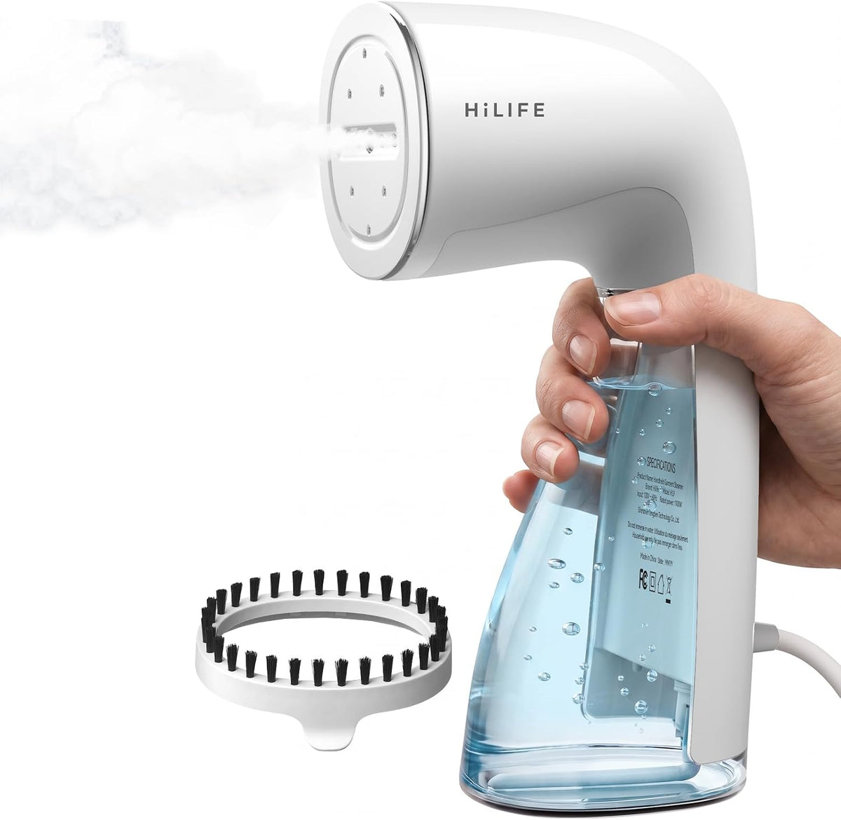 Hilife Upgraded Steamer for Clothes, Handheld & Portable, 1100W Powerful Steam, 300Ml Big Capacity & No Leak Design, 120V (A-Ivory)