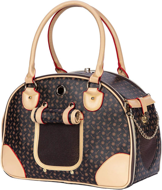 Adriene'S Choice Luxury Pet Carrier, Puppy Small Dog Carrier, Cat Carrier Bag, Waterproof Premium PU Leather Carrying Handbag for Outdoor Travel Walking Hiking Shopping