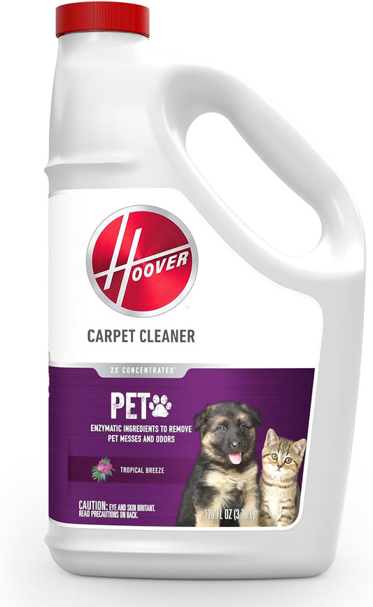Hoover Pet Carpet Cleaner Solution, 128 Oz., Tropical Breeze Scent, Deep Cleaning Shampoo Solution, Eliminates Urine Stains and Odors, Pair Carpet Cleaner Machine