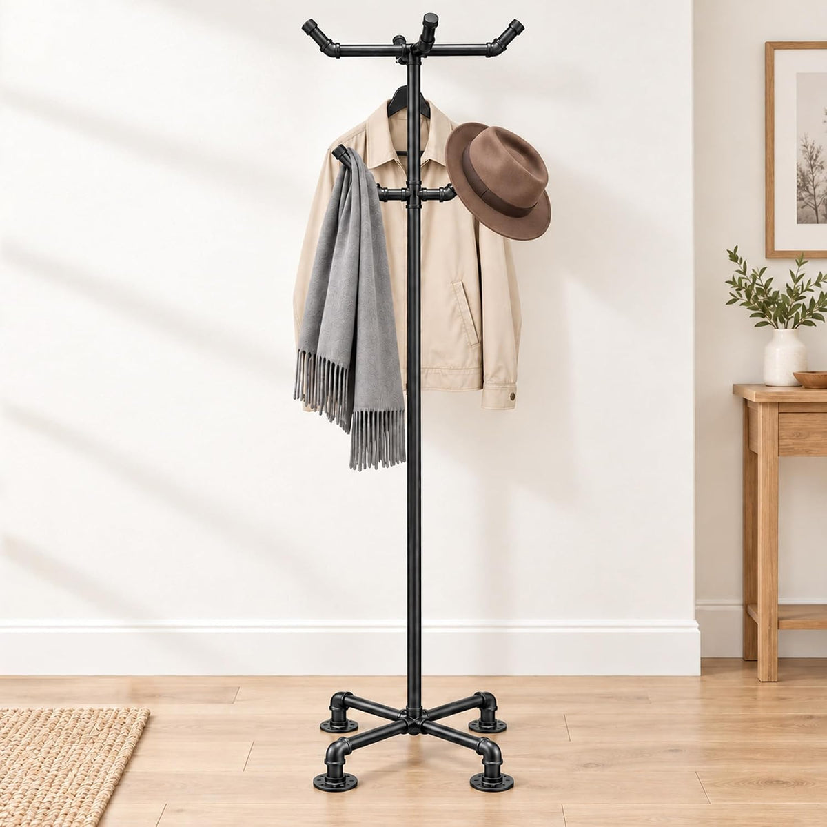 Montex Metal Pipe Coat Rack Stand Freestanding, Black