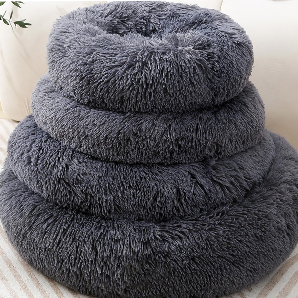 Cat Beds for Indoor Cats, round Donut Small Dog Bed, Dark Gray