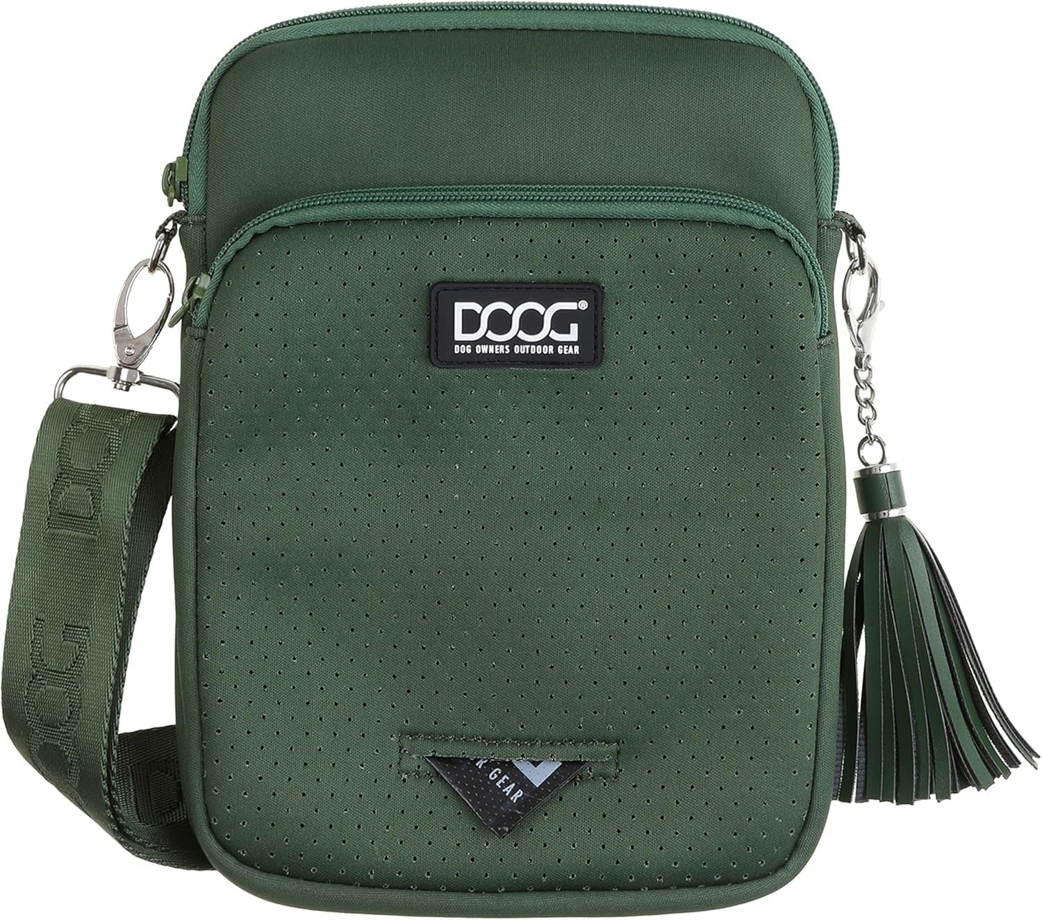 DOOG Neosport Walkie Bag - Lightweight Neoprene Dog Treat Pouch & Crossbody Shoulder Bag with Built-In Poop Bag Dispenser - Hands-Free Everyday Essentials - Green