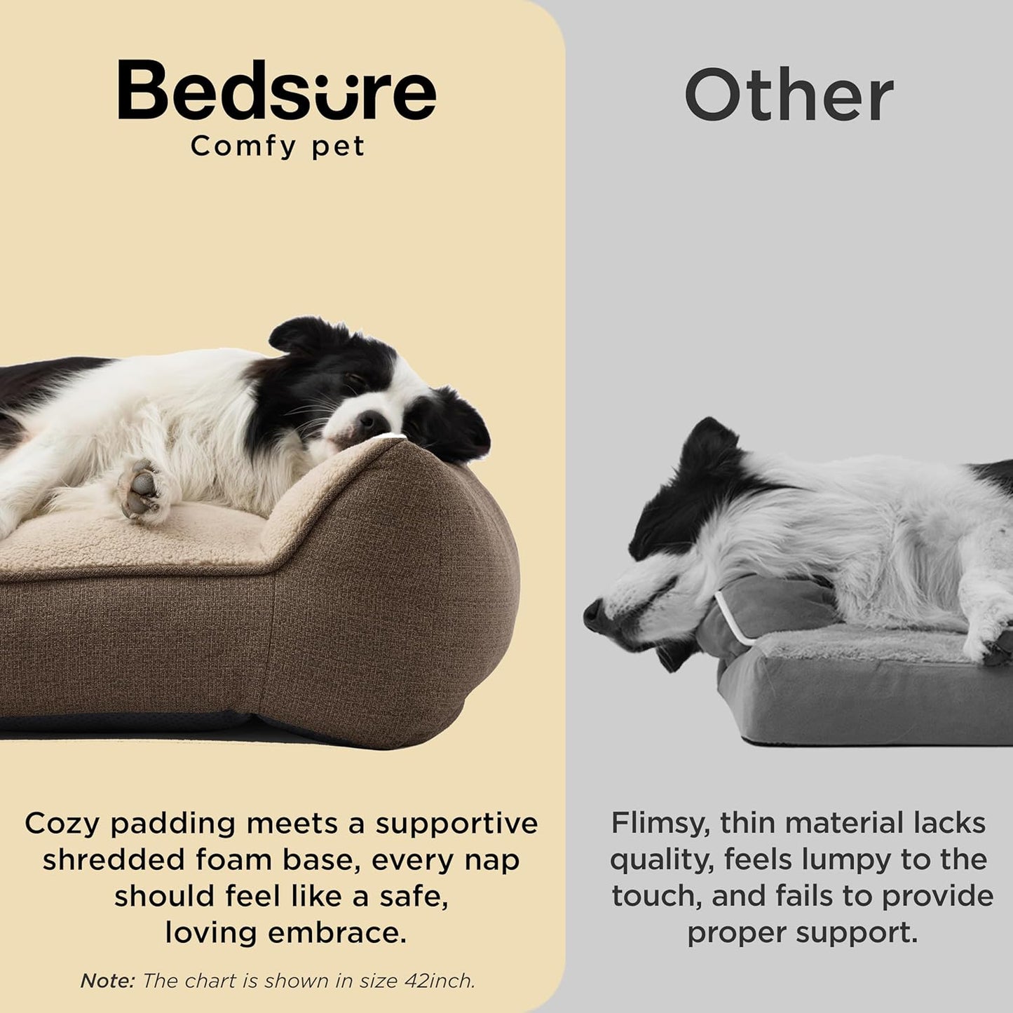 Supportmax™ XL Pro Orthopedic Dog Beds Large Sized Dog - as Seen on TV Extra Thick Supportive Dogs Couch with Waterproof Washable Cover, Extra Large Comfort Pet Sofa with Soft Sherpa, Brown