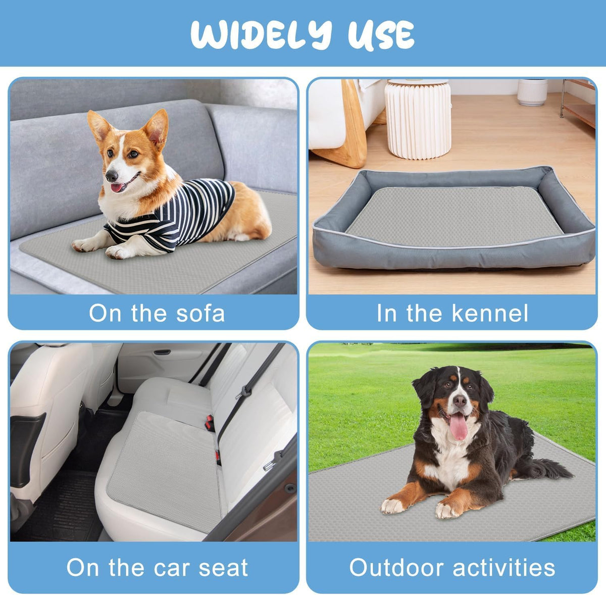 Buvlnee Summer Dog Cooling Mat Washable Ice Silk Self Cool Pad for Small Medium Large Dogs and Cats, Pet Sleeping Pad for Crate, Bed, Indoor & Outdoor Floor, Car Seats