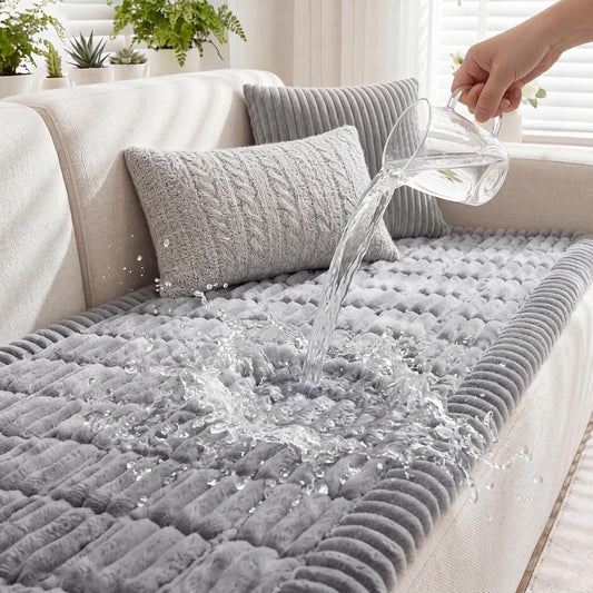 Fixwal Waterproof Flannel Dog Couch Cover, 27.6" X 59", Light Gray