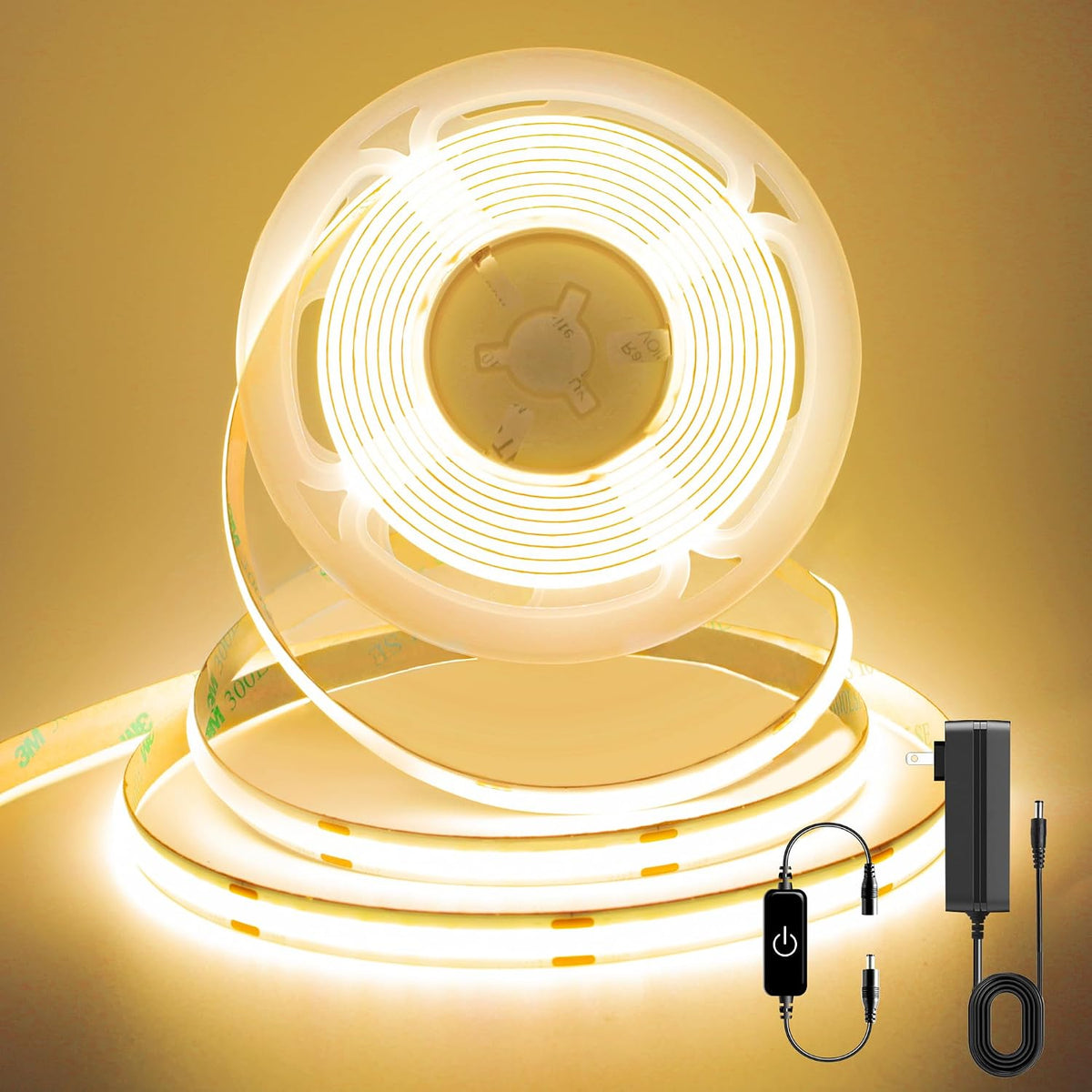 Pandery COB LED Strip,Led Strip Lights 3M/9.84Ft,Touch Dimmable LED Strips,Cri90+,2700K Warm White Cob Led,960Leds,24V LED Tape Lights,Indoor for Bedroom, Kitchen, TV, Mirror,Cabinet