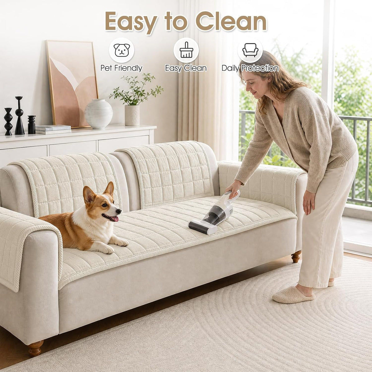Couch Cover for Dogs Non-Slip Pet Couch Cover for Sofa Plush Protector