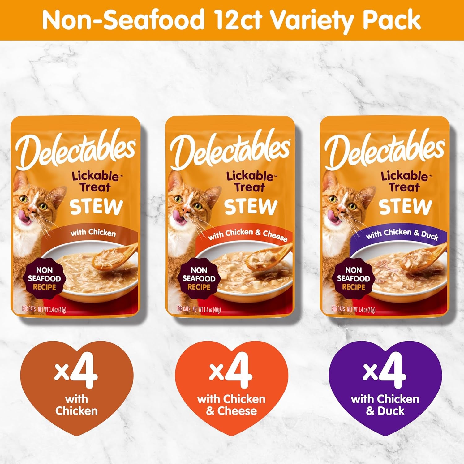 Delectables Non-Seafood Stew Lickable Wet Cat Treats, Variety Pack, 1.4 Ounce (Pack of 12)