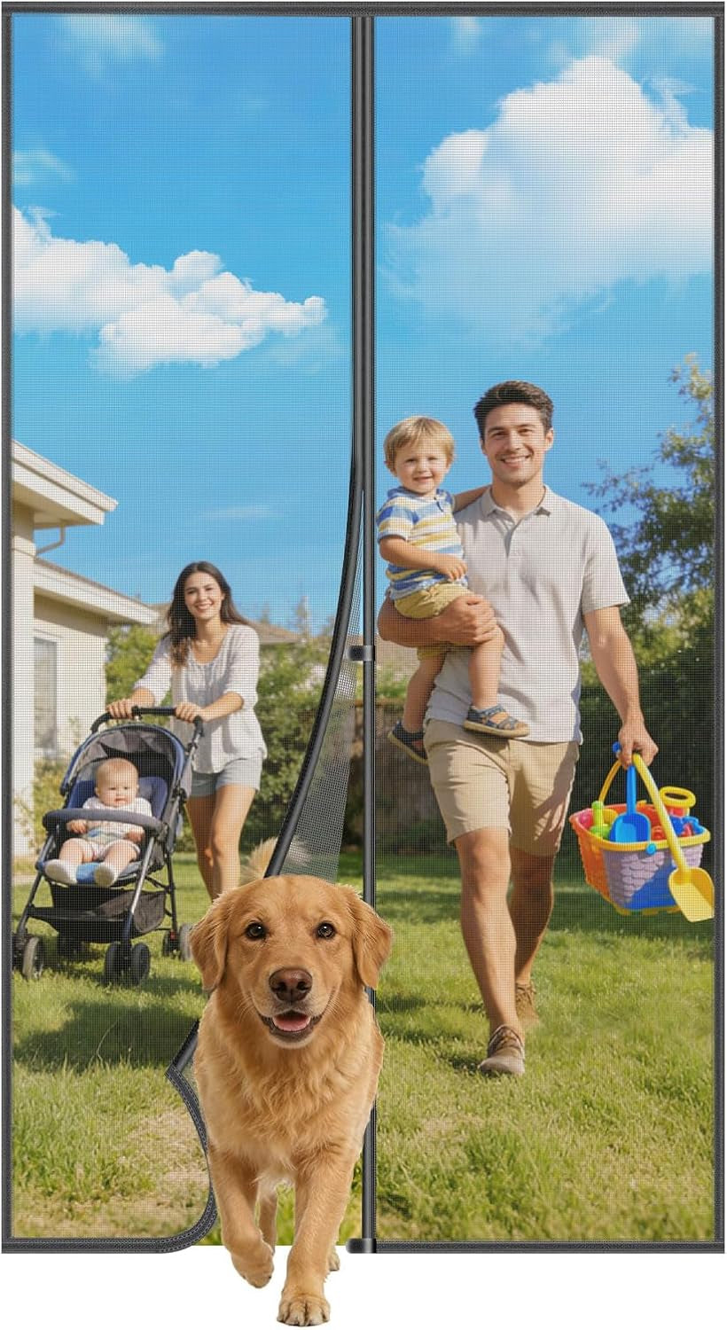 Magnetic Screen Door - 38"X83" Mesh Curtain, Self Sealing Mosquito Net