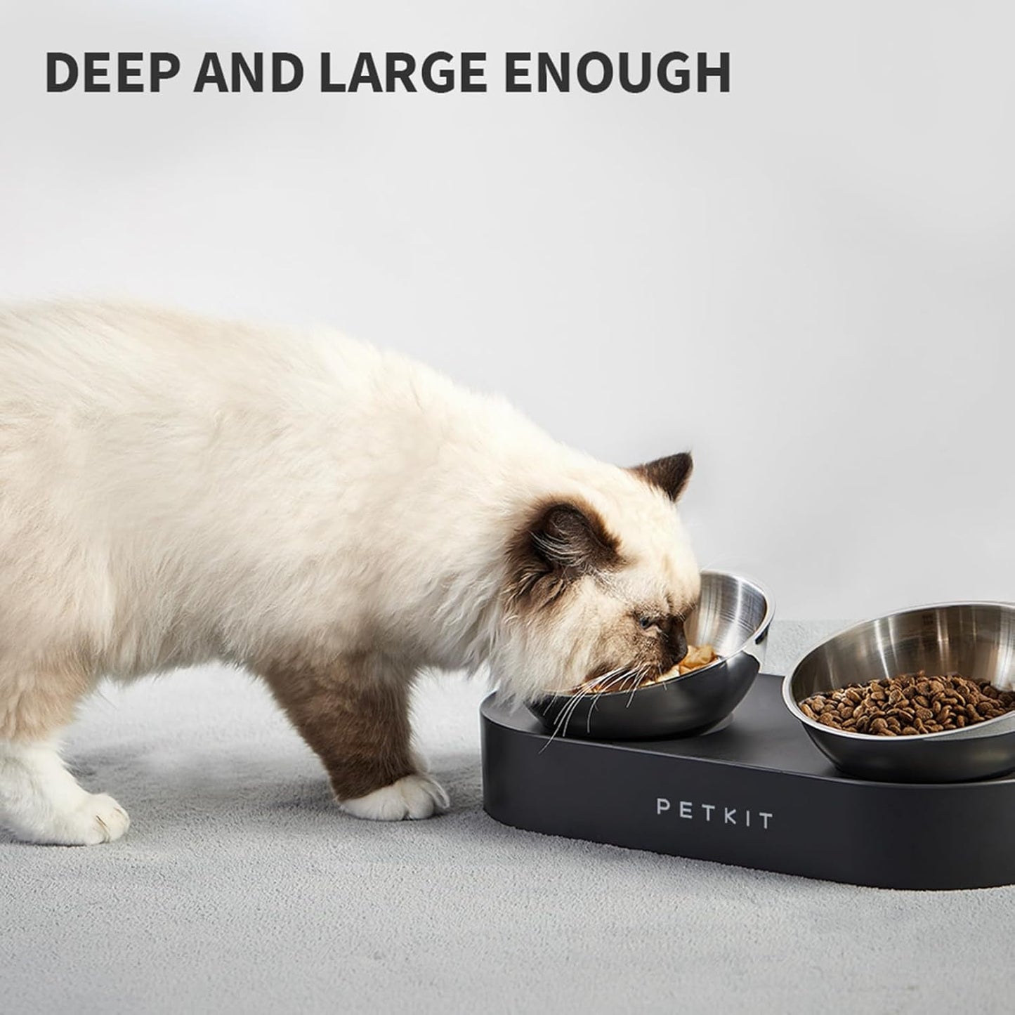 PETKIT 304 Stainless Steel Elevated Cat Bowls&Dog Bowls,Raised Cat Food and Water Bowl Set, Non-Slip, anti Vomiting 15°Tilted Cat Small Animal Plate