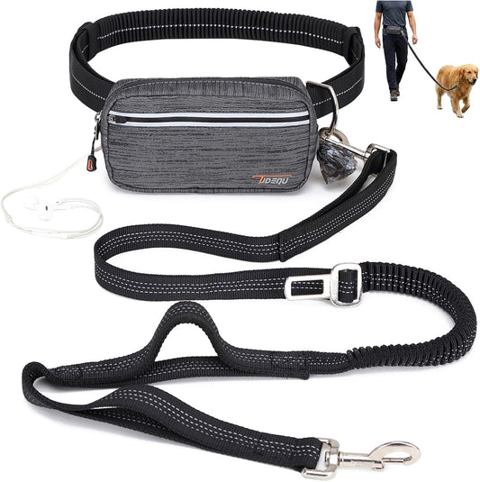 TUDEQU 4-In-1 Hands Free Leash with Dog Fanny Pack, Tactical Waist Leash