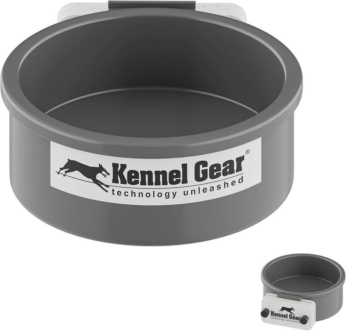 Dog Crate Water Bowl No Spill, 20Oz Food-Grade Polypropylene Feeder (Grey)