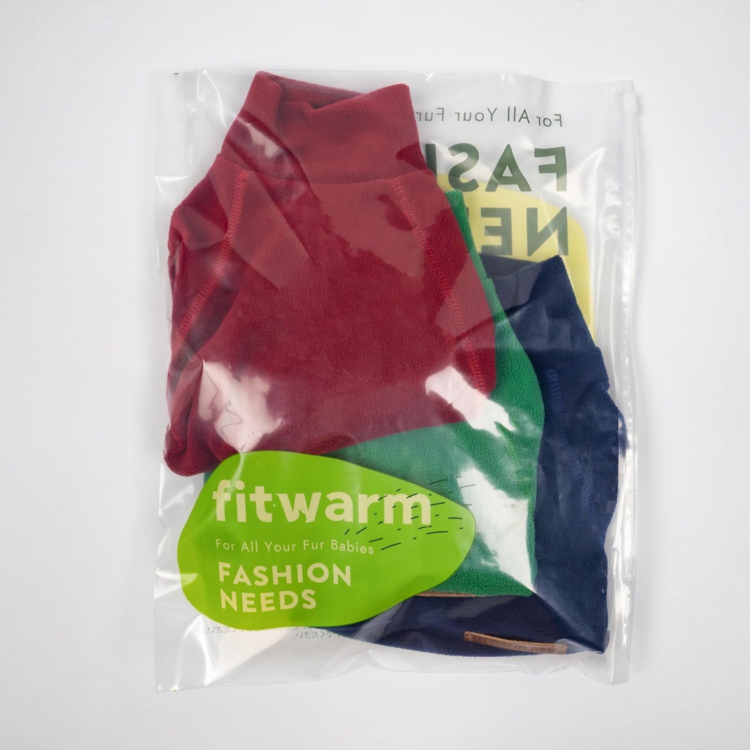 Fitwarm 3 Pack Classic Fleece Dog Sweater, Christmas Dog Winter Clothes for Small Dogs Boy Girl, Holiday Xmas Pet Apparel, Burgundy Red, Green, Navy Blue, Large
