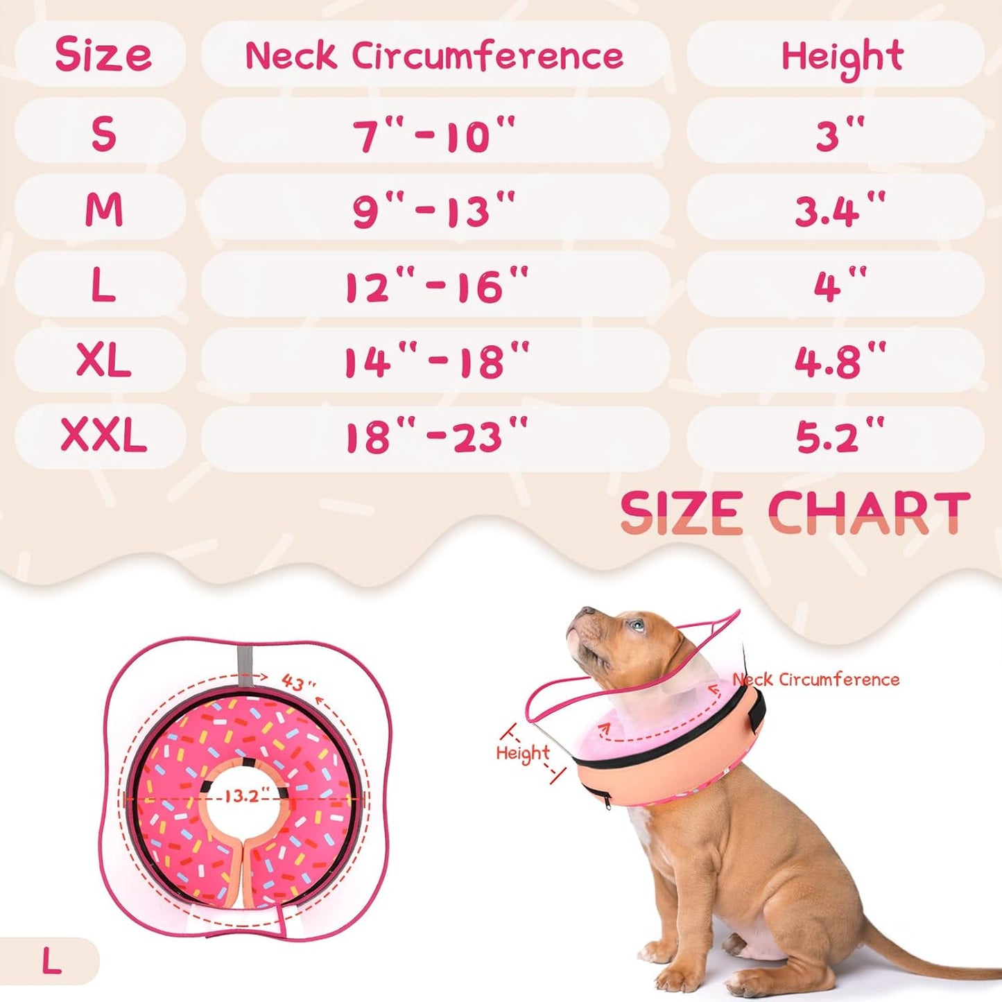 Supet Raised Inflatable Dog Cone Collar to Stop Licking, Soft Dog Cone Alternative after Surgery, Doggie Neck Donut Collar for Small Medium Large Dogs