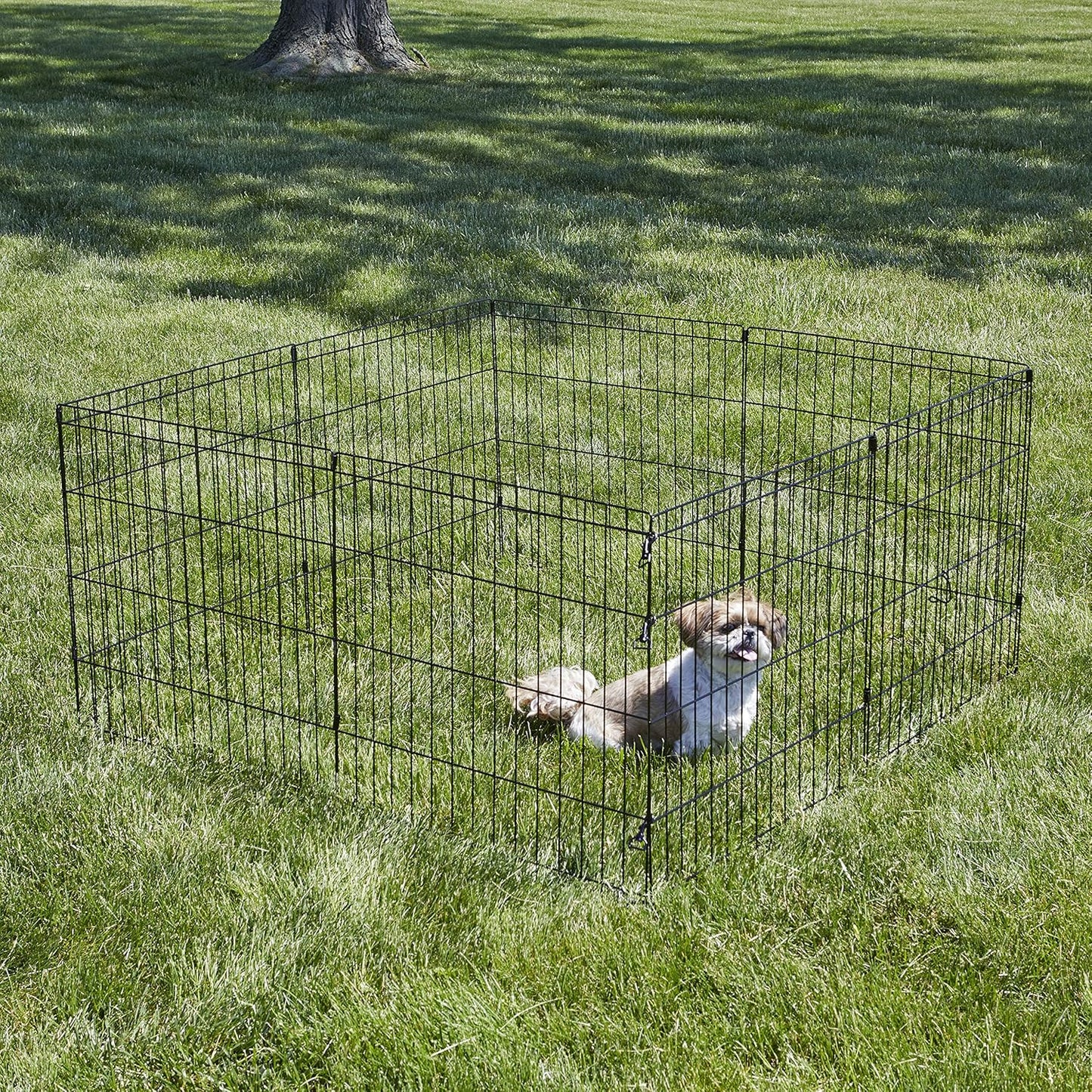 New World by Midwest Homes for Pets 24-Inch Exercise Pen, for Indoor and Outdoor Use, 16 Sq Feet of Play, Folding Dog Pen, No Door Design for Maximum Security, Easy to Set Up, Foldable Pet Playpen