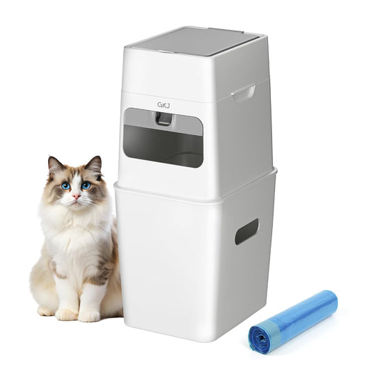 GKJ Cat Litter Box Waste Disposal System for Odor Control Cat Litter Trash Can | Includes 1 Roll of 16 Easy Tear-Off Bags | Diaper Trash Can