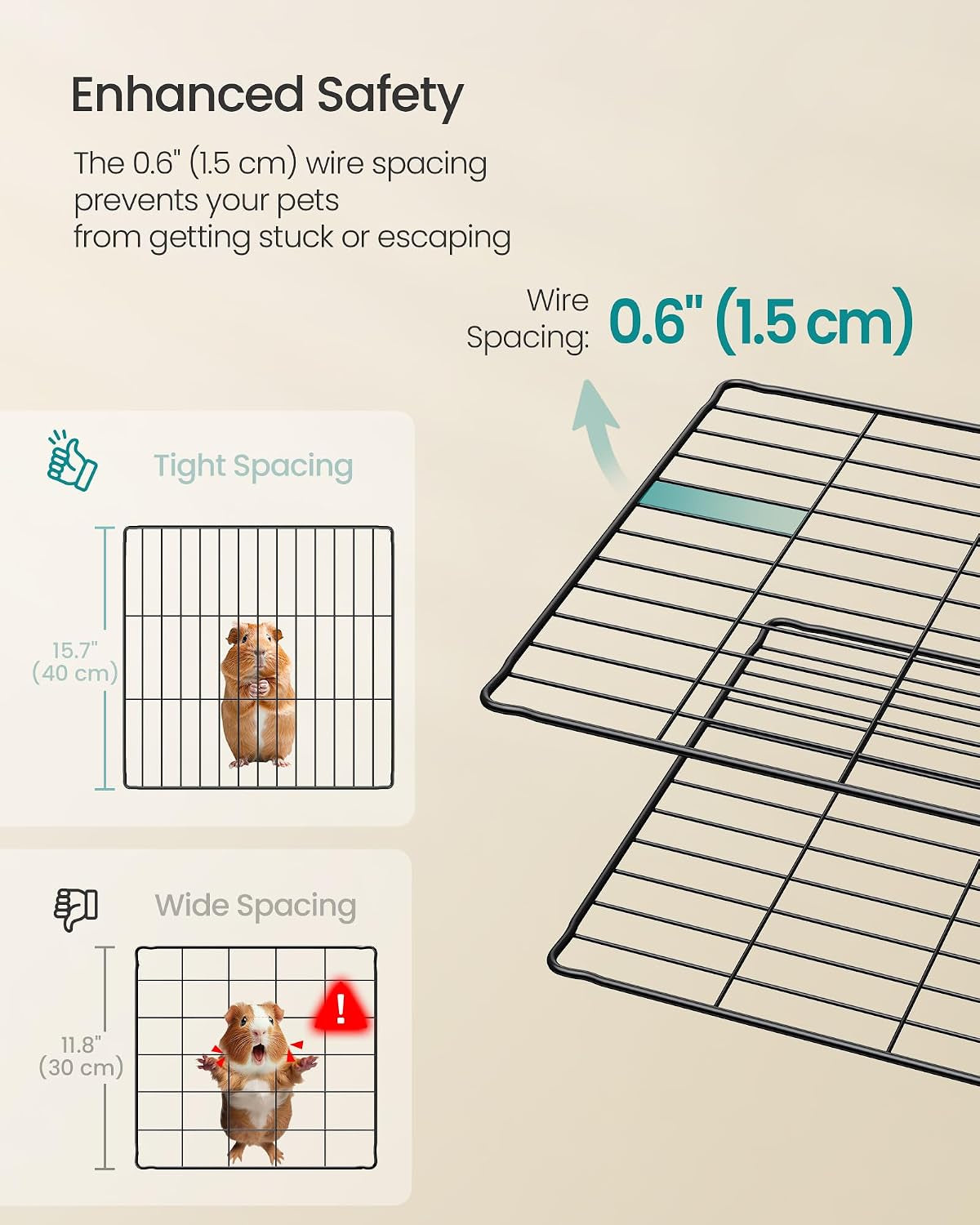 SONGMICS Guinea Pig Cage, Steel Wire Small Animal Enclosure