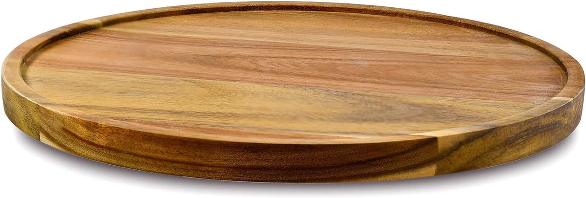 14" Acacia Wood Lazy Susan Organizer Kitchen Turntable for Cabinet Pantry Table Organization