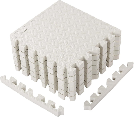 Arrowbash 12X12X1 Inch EVA Thick Interlocking Foam Floor Tiles Puzzle Exercise Mat Foam Mats for Home Gym Pets(White,12)