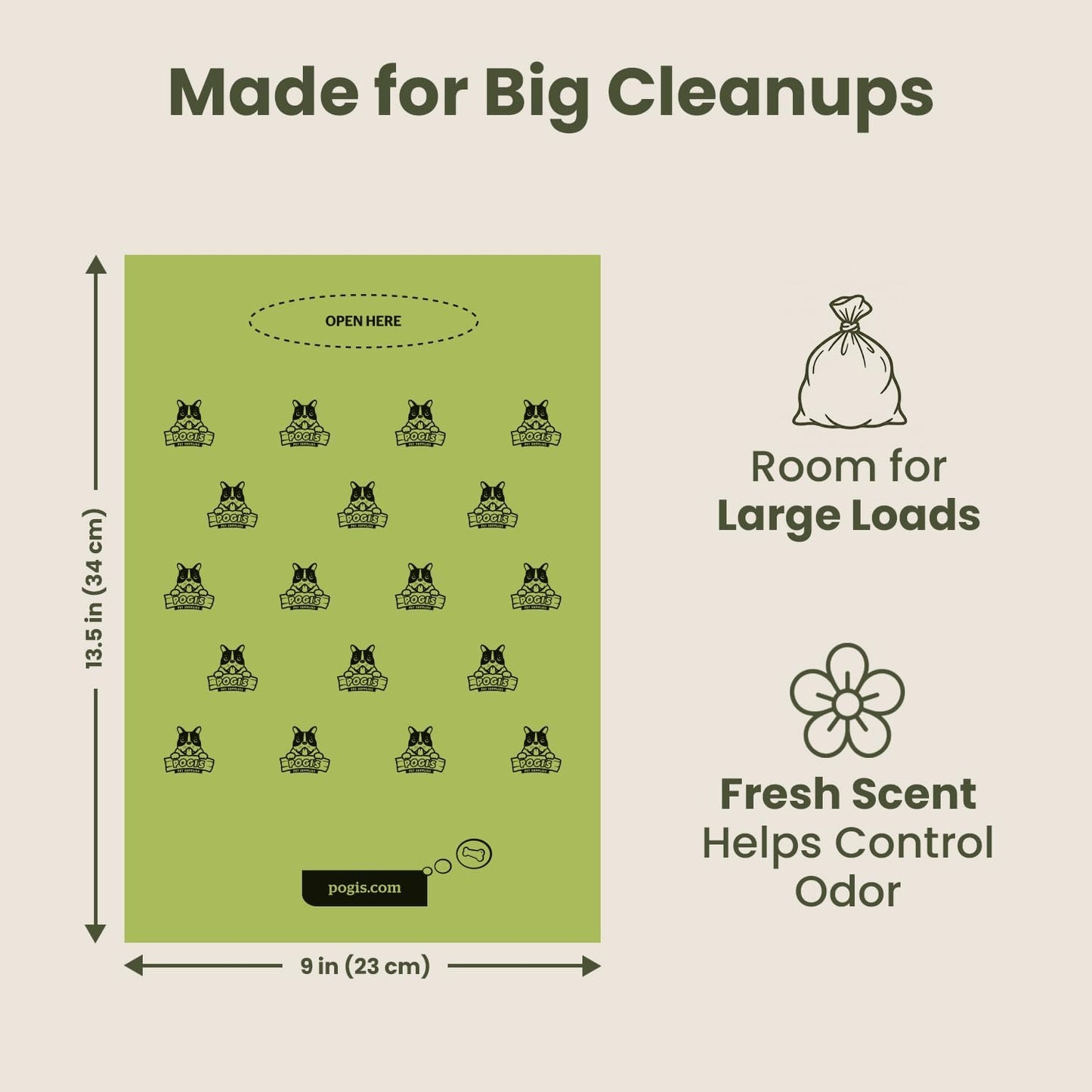 Pogi'S Poop Bags – Large, Leak-Proof Dog Waste Bags for Yard or Home Use, Fresh Scent (Single Roll, 500-Count)