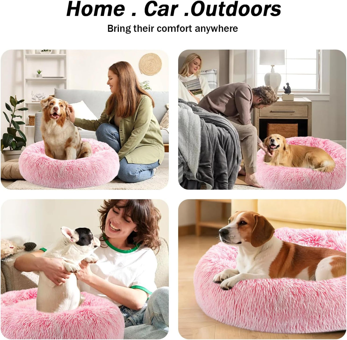 NOYAL Donut Dog Bed for Small Medium Pets, Plush Calming Faux Fur