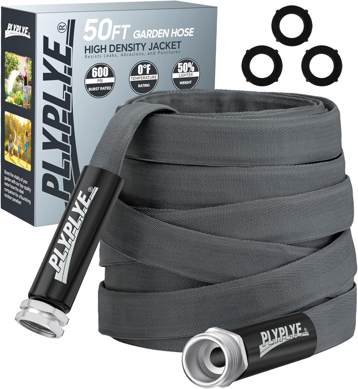 Garden Hose 50Ft, Ultra-Light & Flexible Water Hose, Gray
