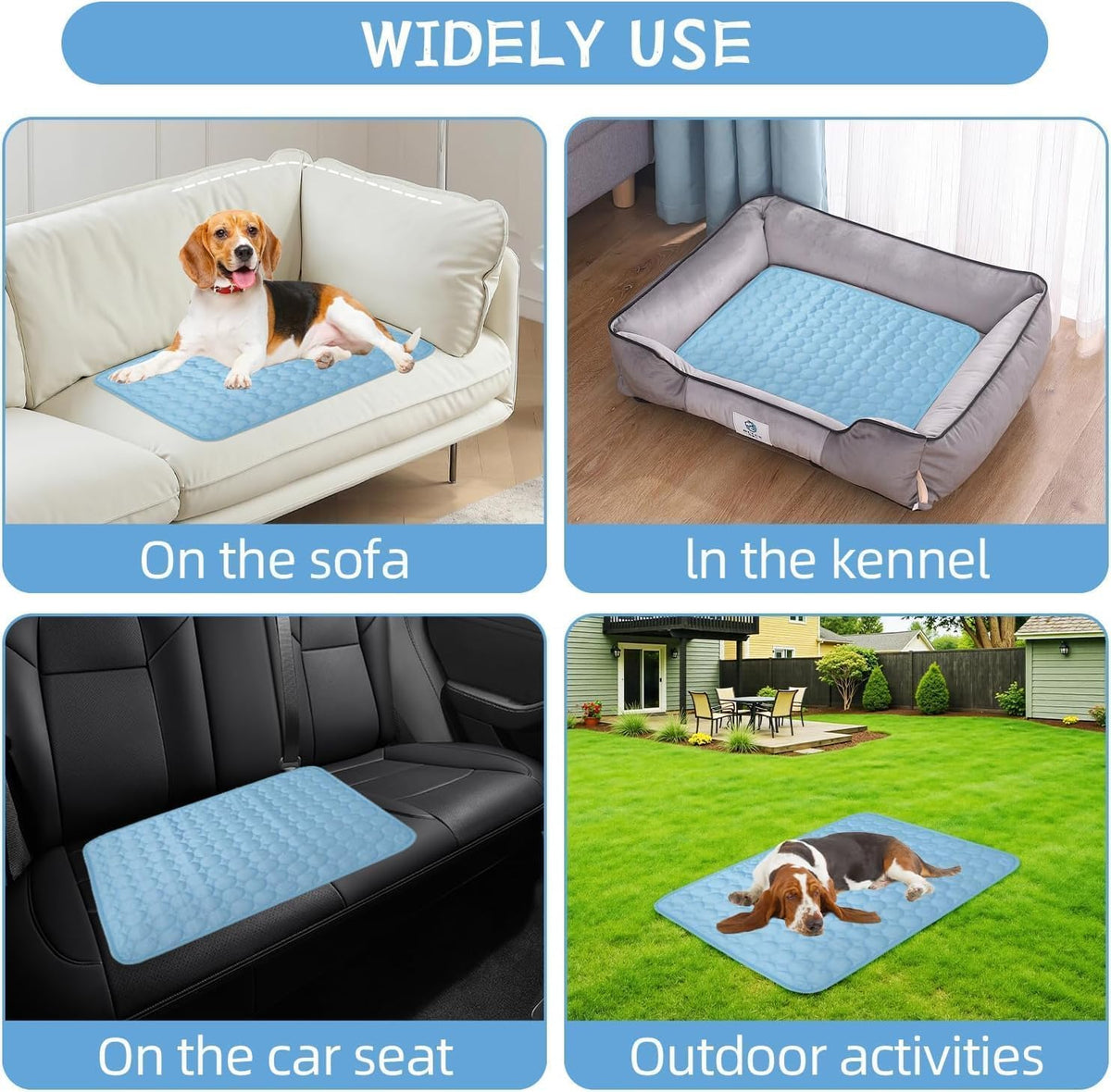 2025 New Dog Cooling Mat, Pet Cooling Mats, Summer Cool Pads Pet Mat Outdoor for Dogs & Cats, Pet Bed Mats Machine Washable (Blue, 70×55 Cm | 28×22")