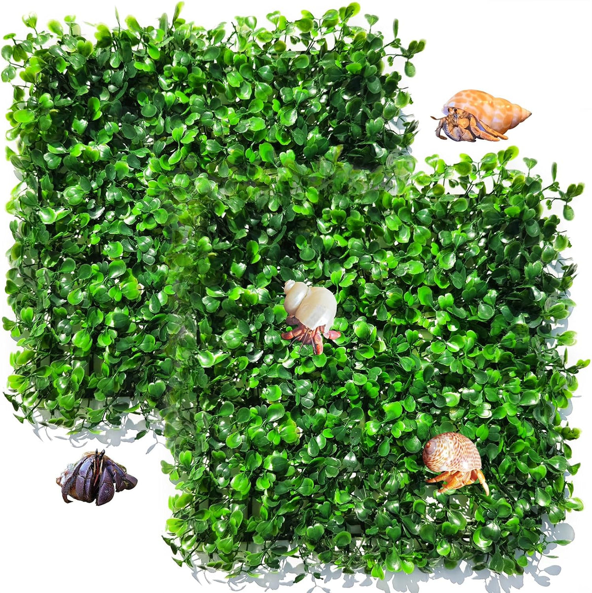 2 PCS Hermit Crab Climbing Toys Faux Grass Mat 10 X 10 Inch Fake Turf Hermit Crab Climbing Wall Square Plastic Aquarium Plants Lawn Hermitcrabs Supplies Small Animals Cage Accessories
