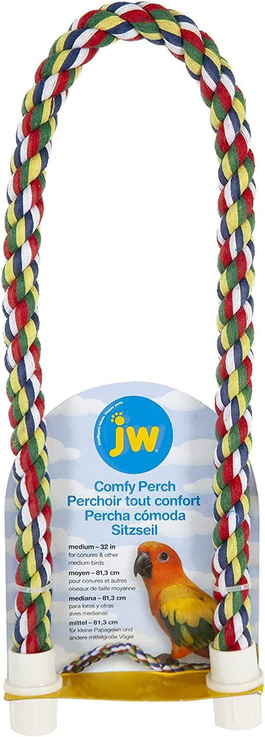 JW Pet Comfy Perch for Birds Flexible Multi-Color Rope, Medium - 32" Length