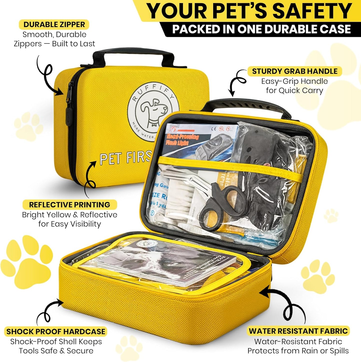 Dog and Cat First Aid Kit – Vet Approved, 74 Essential Items Pet Emergency Kit Accessories for Car, Travel, Hunting, Hiking & Camping Gear with Mini Pouch for Home, Office & Outdoor Adventures