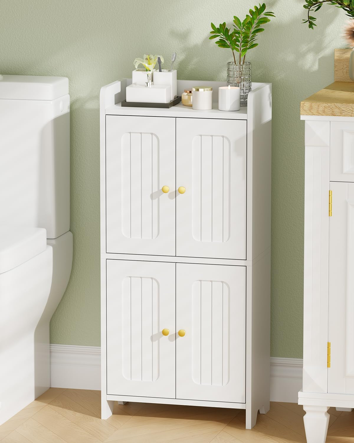 BEWISHOME Small Floor Cabinet,Toilet Paper Storage,Bathroom Storage Cabinet