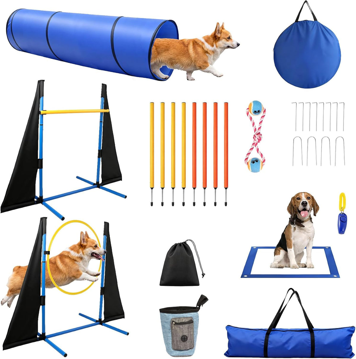 POPMOON Dog Agility Equipment 10 PCS, Dog Agility Course Backyard Set