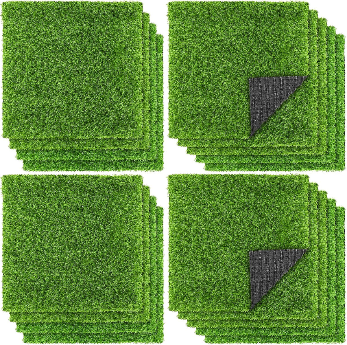 TURSTIN 18 Pieces Artificial Grass Mat 12 X 12 Inch Synthetic Grass Square Mats Indoor Outdoor Patio Flooring Fake Turf Patch Tiles Realistic Grass Rug for DIY Crafts Miniature Garden, Spring Green