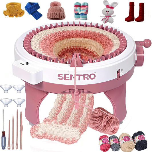 PKHOUHYI Sentro 48 Knitting Machine, 48 Needles Knitting Machine with Row Counter Automatic Circular Weaving Spinning Knitting Loom Machine Kit for Adults & Beginners for Scarves,Sweater,Hats