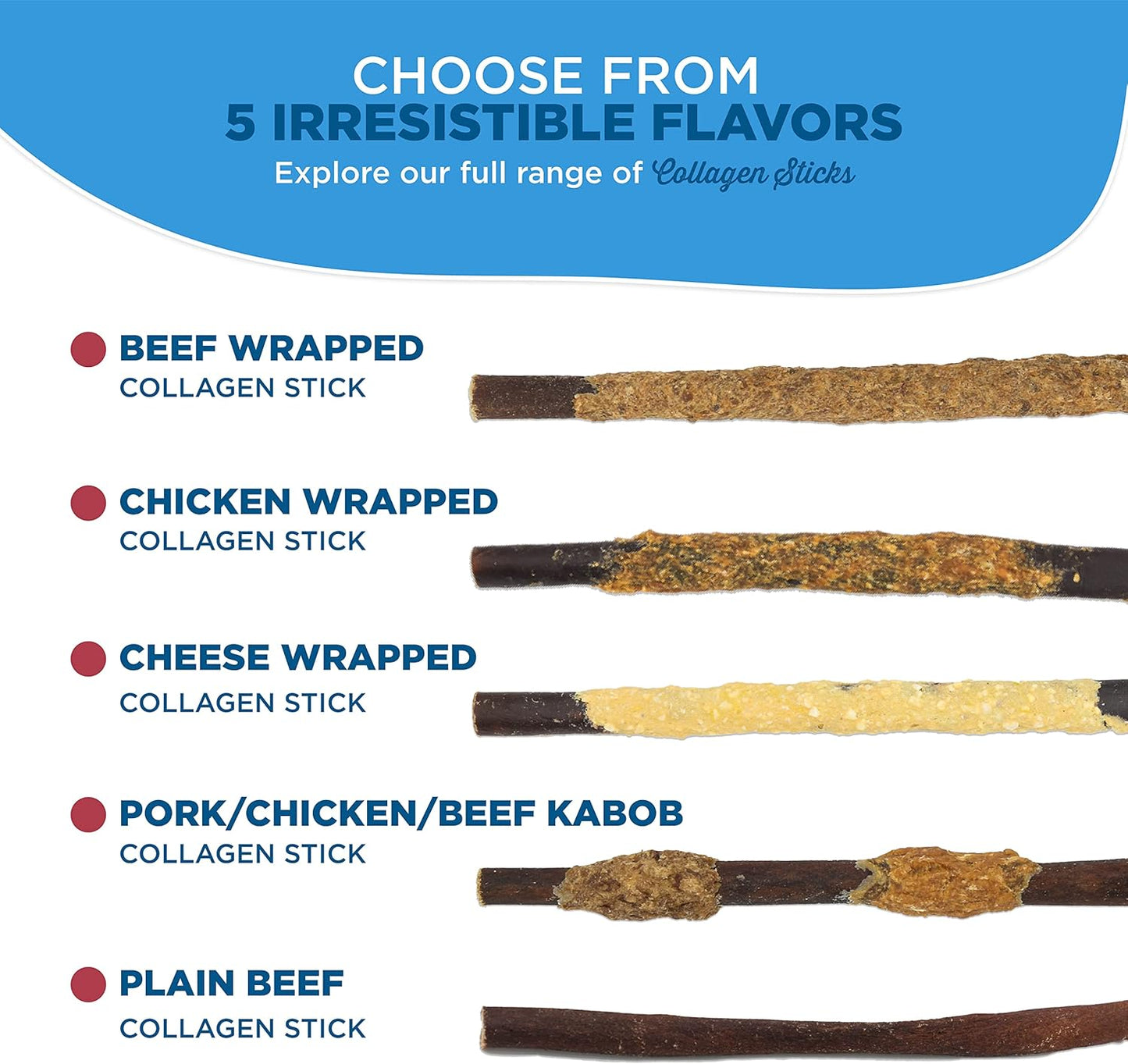 Best Bully Sticks Beef, Chicken, and Pork Kabob Collagen Sticks - 6 Inch 10 Count (Pack of 1) - Natural, USA Baked, Easily Digestible, Limited Ingredient Rawhide Alternative
