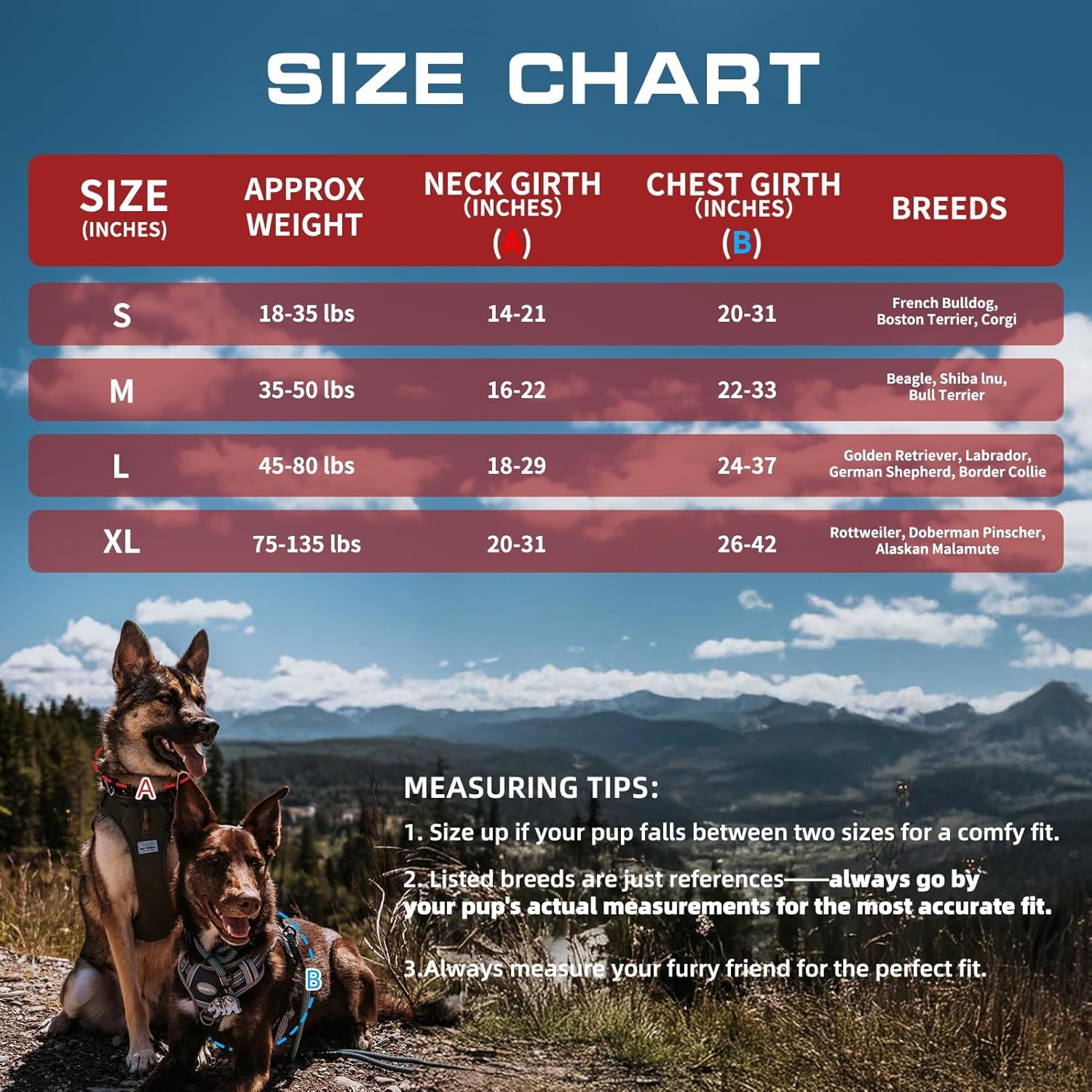 AUROTH Tactical Dog Harness for Large Dogs No Pull Adjustable Pet Harness Reflective K9 Working Training Easy Control Pet Vest Military Service Dog Harnesses Red XL