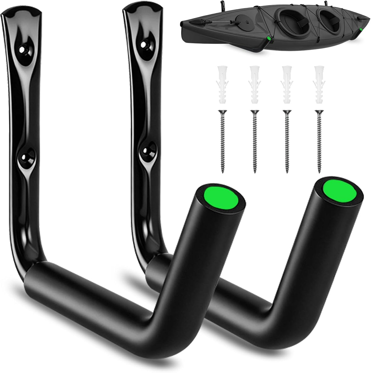 SWANLAKE GARDEN TOOLS 2-Piece Heavy Duty Kayak Storage Rack, 120LBS 16" Garage Storage Hooks, Utility Hangers, Wall Mounted Rack for Hanging Kayak, Paddle Board, Ladders, Bikes