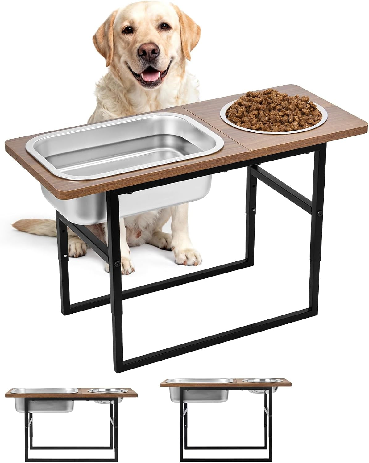 Elevated Dog Bowls for Large and X-Large Breed, 2 Stainless Steel Bowls