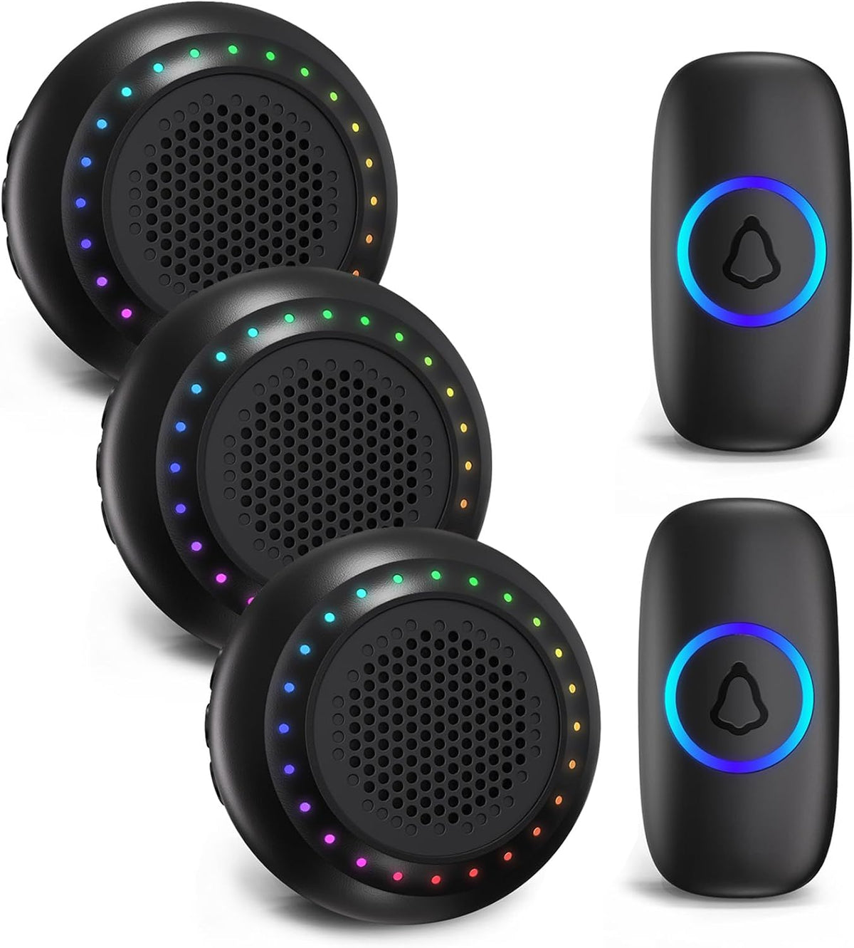 Wireless Doorbell with 3 Receivers 2 Buttons 1000Ft Range Door Bell Chimes