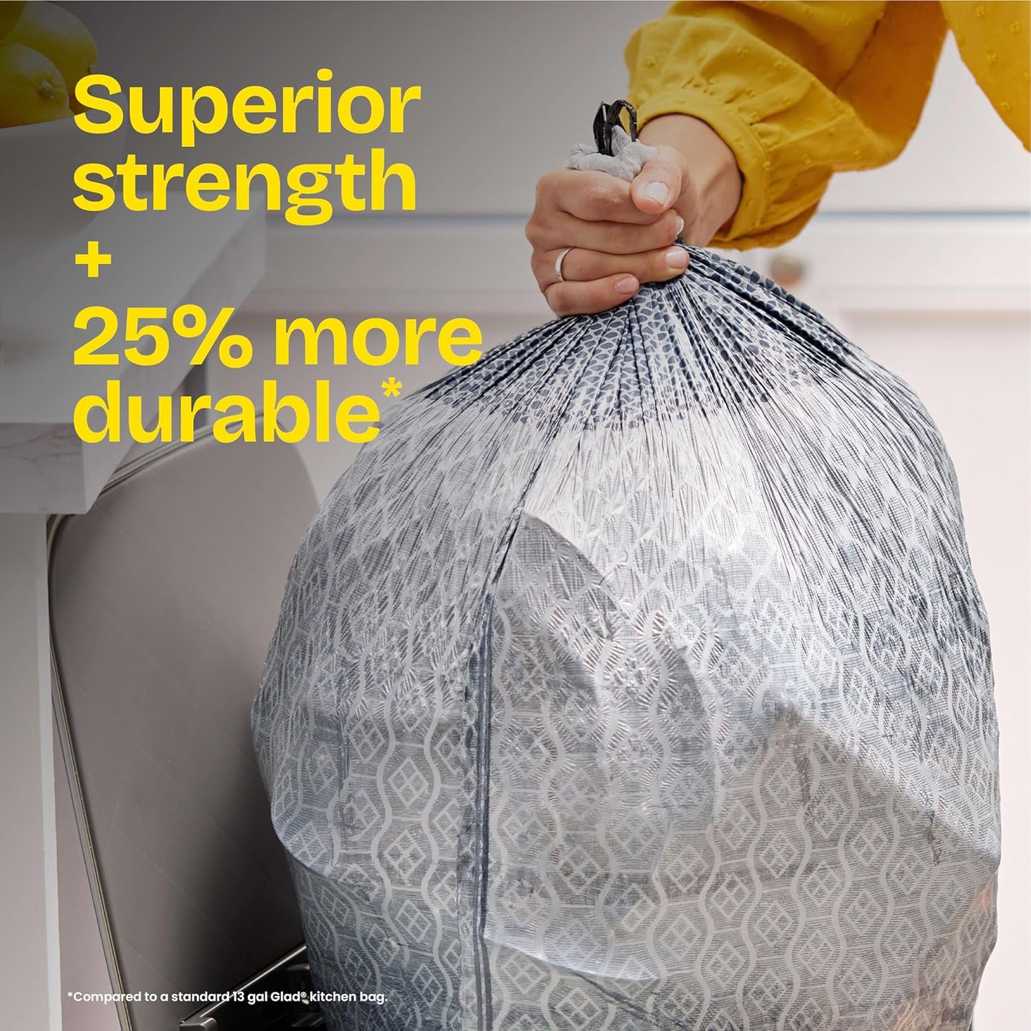 Glad Forceflex Maxstrength Kitchen Trash Bags, Rip and Tear Resistant, Fresh Clean Scented Large Garbage Bags, Odor Control, Febreze Freshness, 20 Gallon Trash Bags, 80 Count