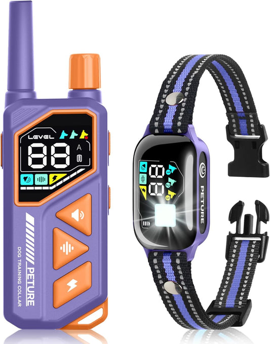 2-In-1 Dog Shock & Bark Collar Combo - New Updated Smart Auto Bark Collar & 3300Ft Remote Training Collar with 3 Training Modes for 7-120Lbs Small Medium Large Dogs, Flashlight, Security Lock