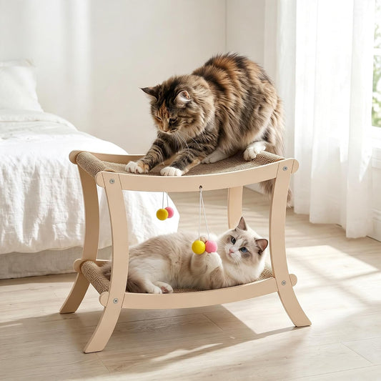 Large 27.5-Inch Cat Scratching Chair - Sisal Cat Scratching Post and Bed,For Cats to Scratch & Rest, Includes Two Small Balls, Suitable for Large/Multi-Cat Families