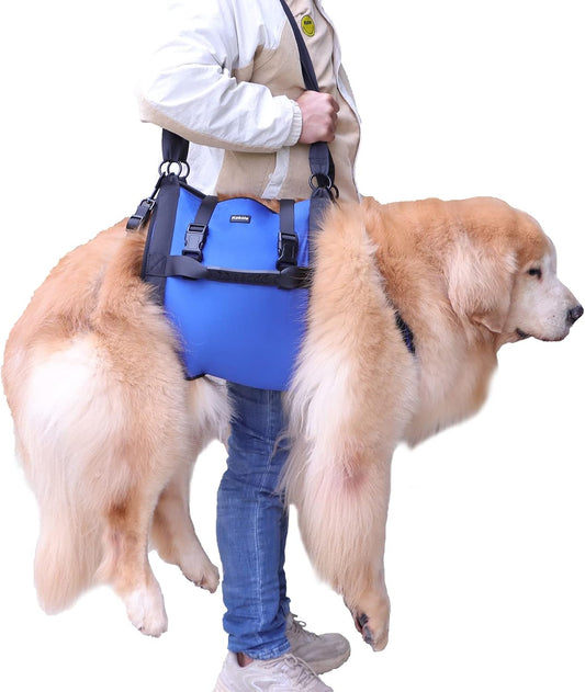 Dog Carry Sling, Emergency Backpack Pet Legs Support & Rehabilitation Dog Lift Harness for Large Dogs, Dog Carrier for Senior Dogs Joint Injuries, Arthritis, up and down Stairs (Blue, XL)