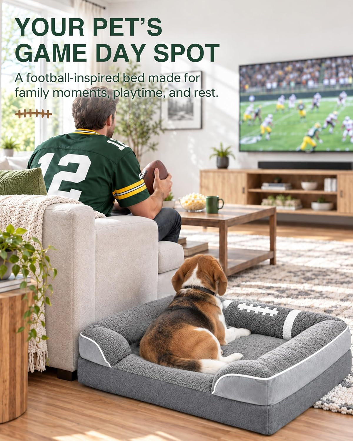 Orthopedic Dog Bed 28X22Inch,Egg Crate Foam Pet Bed with Removable Bolsters for Small Dogs & Cats up to 30Lbs,Fully Detachable Design& Non-Slip Bottom (Grey, Size M)